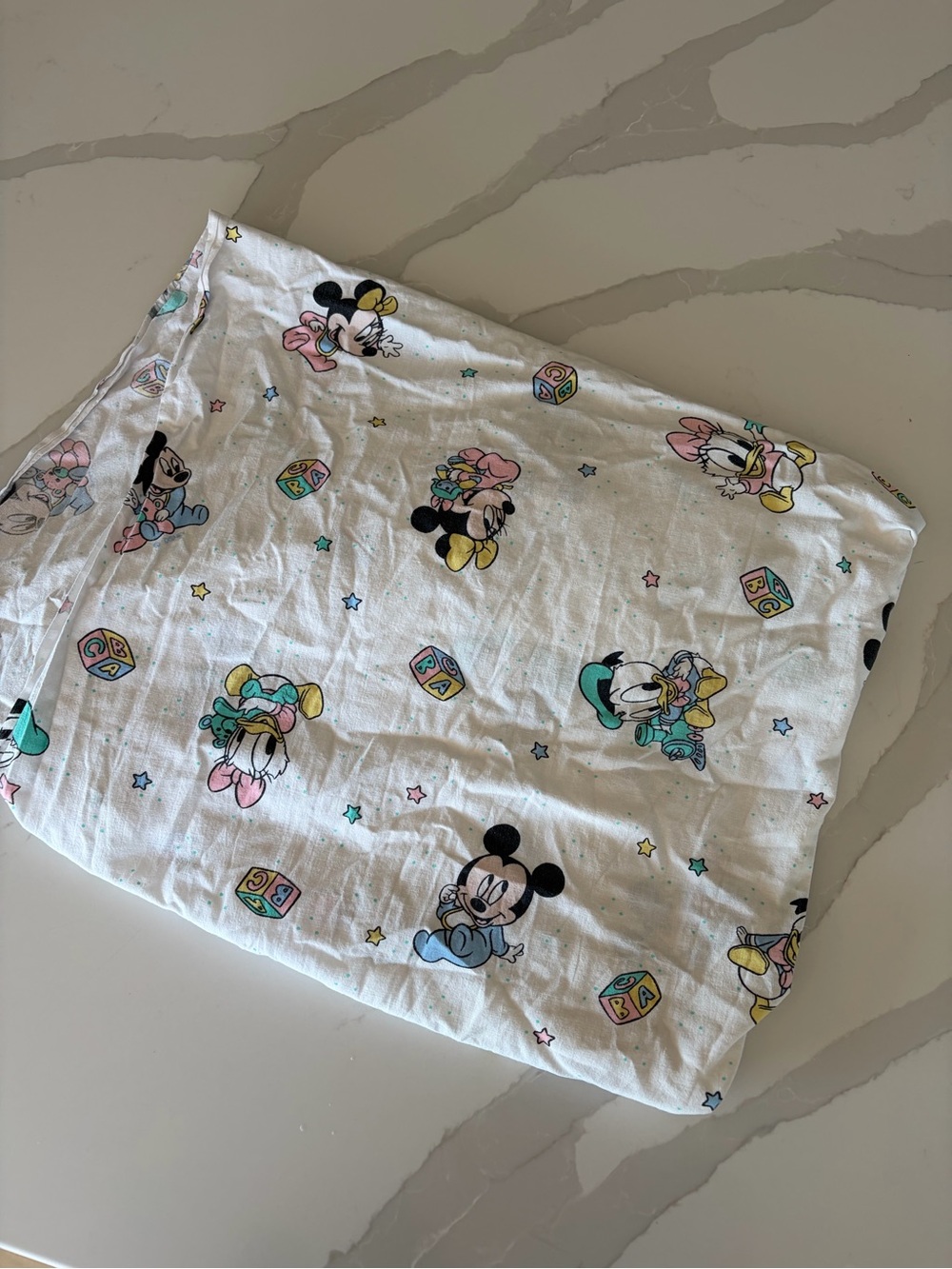 Vtg 80s Dundee Disney Babies Mickey Minnie Mouse 100% Cotton Crib Fitted Sheet